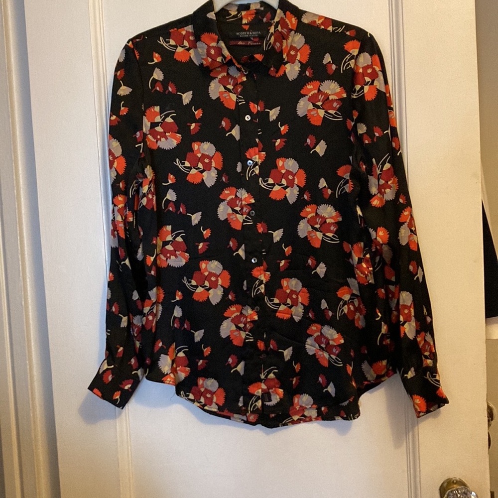 Scotch & Soda black silk blouse, size M